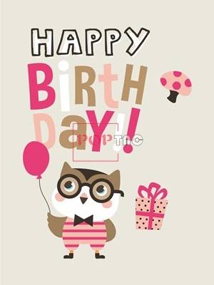 卡通动物猫头鹰字母印花图案服装裁片T恤卫衣烫图印花花型素材