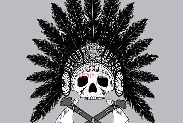 几何骷髅头羽毛印花图案服装裁片T恤卫衣烫图印花花型素材