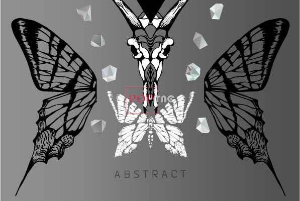 几何图案蝴蝶字母印花服装裁片T恤卫衣烫图印花花型素材