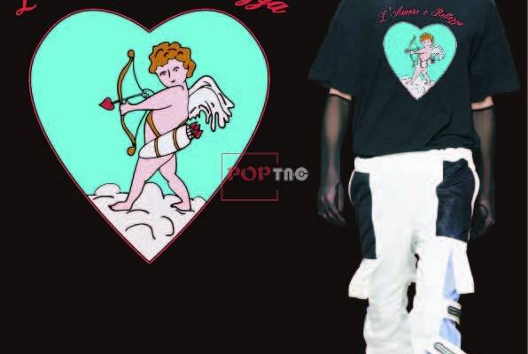 卡通丘比特爱心字母印花服装裁片T恤卫衣烫图印花花型素材