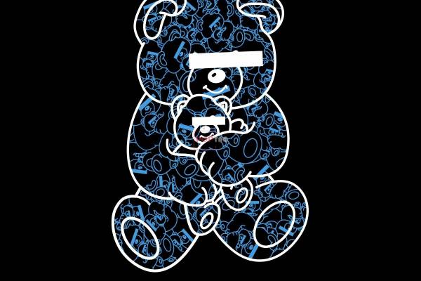 卡通动物潮牌熊印花图案服装裁片T恤卫衣烫图印花花型素材