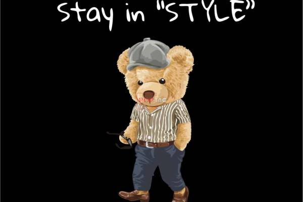 卡通动物潮牌熊印花图案服装裁片T恤卫衣烫图印花花型素材