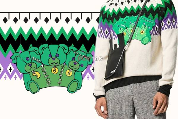 卡通动物潮牌暴力熊印花图案服装裁片T恤卫衣烫图印花花型素材