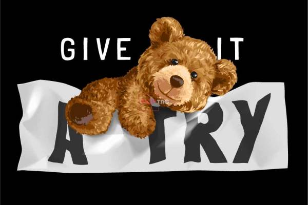 卡通动物潮牌熊印花图案服装裁片T恤卫衣烫图印花花型素材