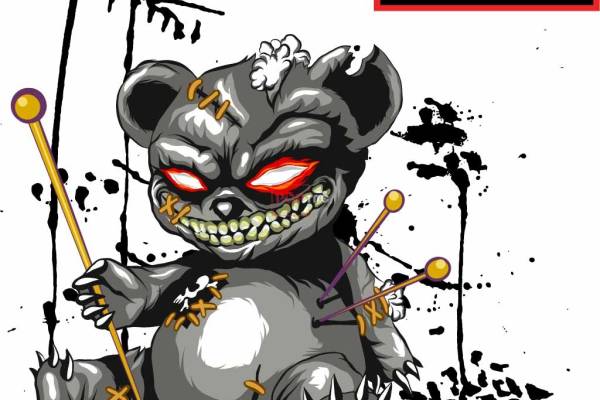 卡通动物潮牌熊字母印花图案服装裁片T恤卫衣烫图印花花型素材