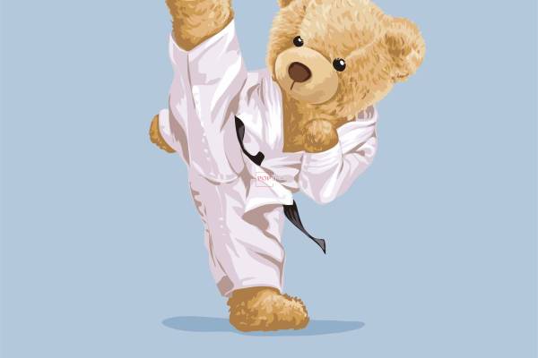 卡通动物潮牌功夫熊印花图案服装裁片T恤卫衣烫图印花花型素材