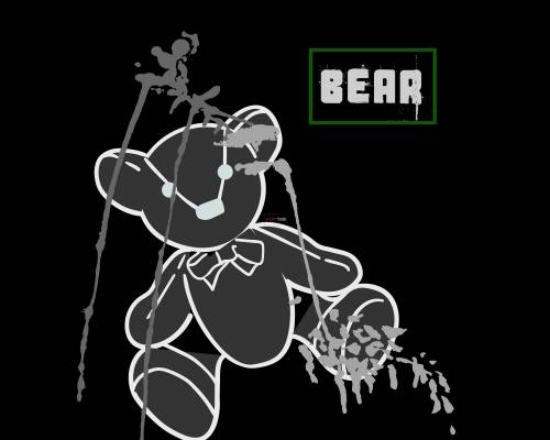 卡通动物潮牌熊印花图案服装裁片T恤卫衣烫图印花花型素材