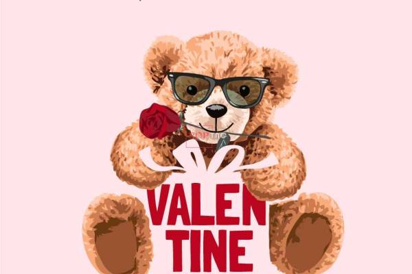 卡通动物潮牌熊字母印花图案服装裁片T恤卫衣烫图印花花型素材