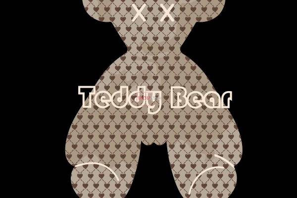 卡通动物潮牌熊字母印花图案服装裁片T恤卫衣烫图印花花型素材