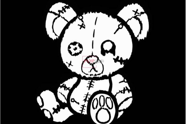 卡通动物潮牌熊印花图案服装裁片T恤卫衣烫图印花花型素材