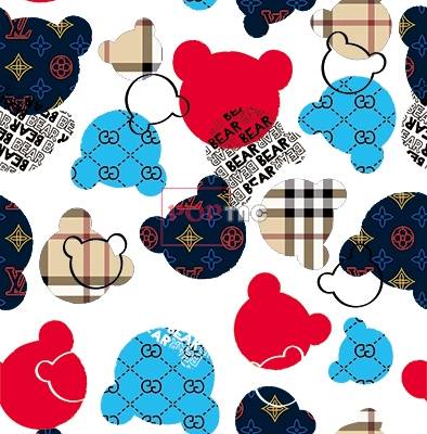 卡通熊潮牌花纹印花图案服装纺织数码印花花型素材