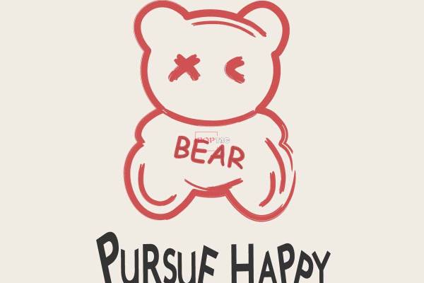 卡通动物潮牌熊花纹字母印花图案服装裁片T恤卫衣烫图印花花型素材