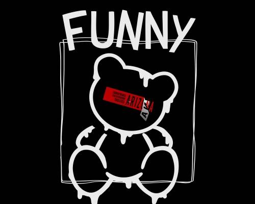 卡通动物潮牌熊花纹字母印花图案服装裁片T恤卫衣烫图印花花型素材