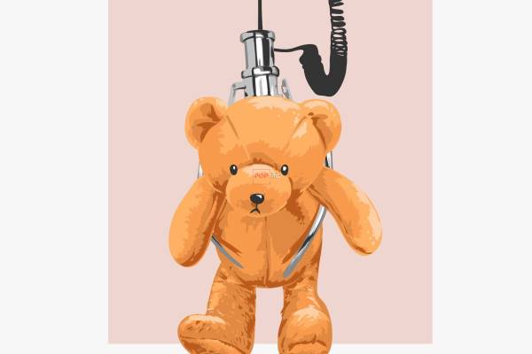 卡通玩具机动物潮牌熊字母印花图案服装裁片T恤卫衣烫图印花花型素材