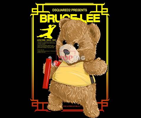 卡通动物功夫熊字母印花图案服装裁片T恤卫衣烫图印花花型素材