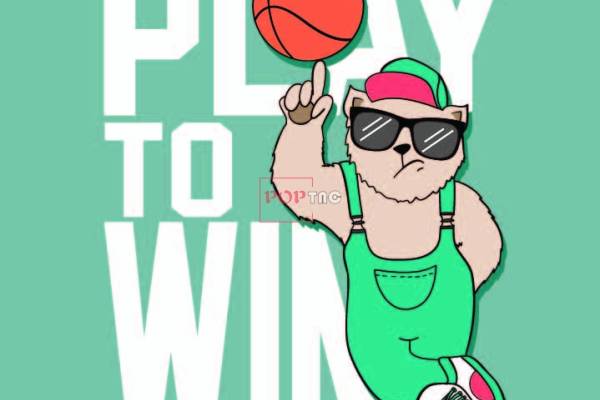 卡通动物篮球字母印花图案服装裁片T恤卫衣烫图印花花型素材