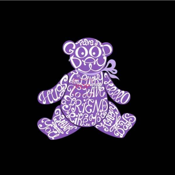 卡通动物熊字母印花图案服装裁片t恤卫衣烫图印花花型素材