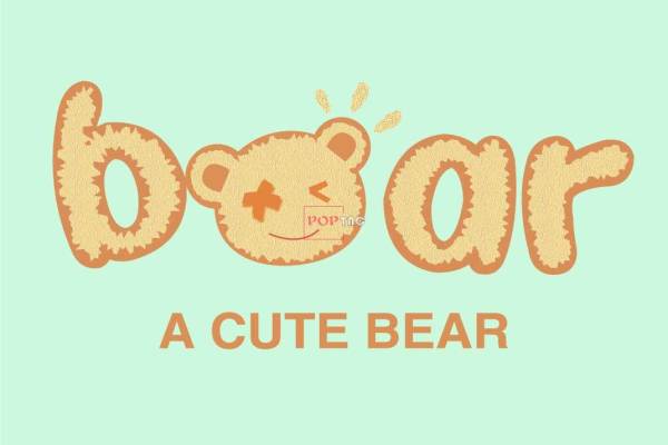 卡通动物熊字母印花图案服装裁片T恤卫衣烫图印花花型素材