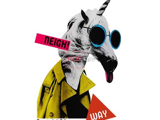 动物独角兽字母潮牌印花图案服装裁片T恤卫衣烫图印花花型素材