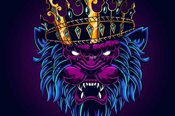 狮子皇冠印花图案服装裁片T恤卫衣烫图印花花型素材