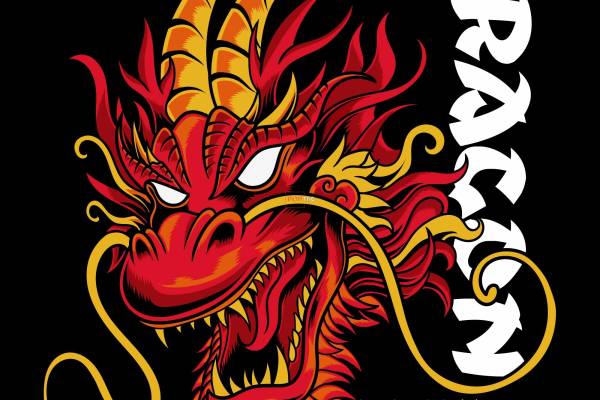 卡通动物龙字母印花图案服装裁片T恤卫衣烫图印花花型素材