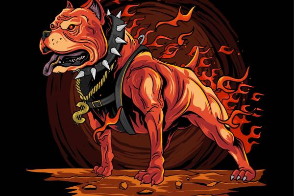 卡通动物狗火焰印花图案服装裁片T恤卫衣烫图印花花型素材