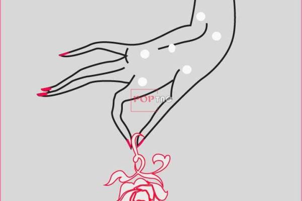 卡通手掌玫瑰花印花图案服装裁片T恤卫衣烫图印花花型素材