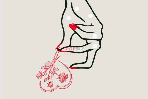 卡通手掌玫瑰花印花图案服装裁片T恤卫衣烫图印花花型素材