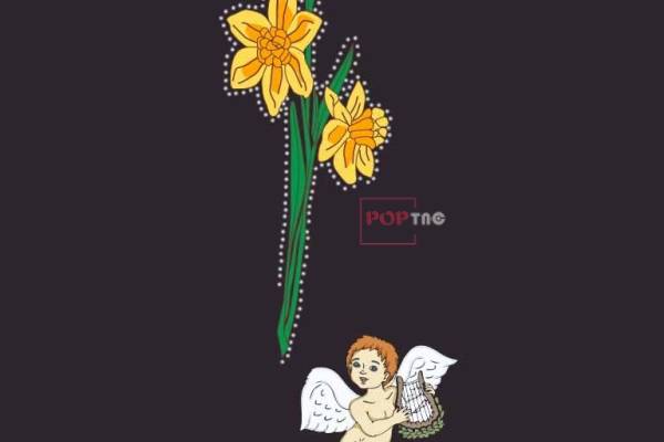 植物花朵小天使印花图案服装裁片T恤卫衣烫图印花花型素材