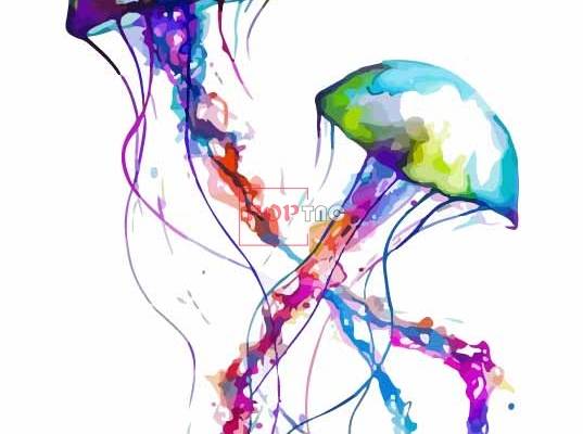 几何色彩海蜇图案印花服装裁片T恤卫衣烫图印花花型素材