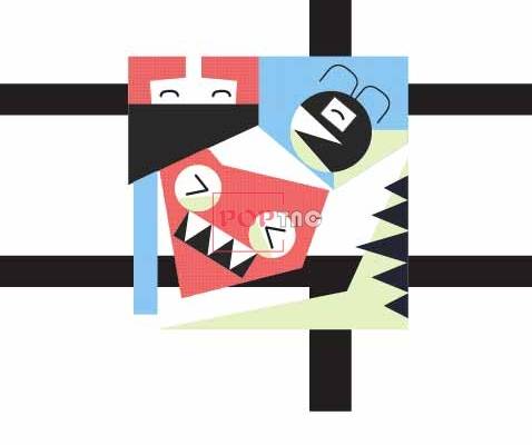 卡通抽象图案印花服装裁片T恤卫衣烫图印花花型素材