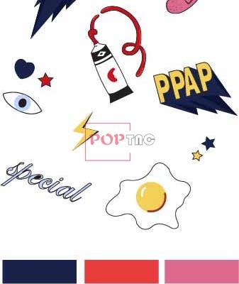 几何图案闪电字母印花图案服装裁片T恤卫衣烫图印花花型素材