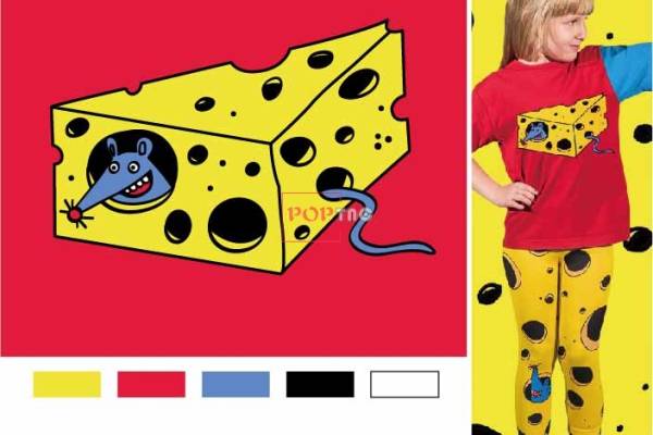 卡通动物老鼠蛋糕印花图案服装裁片T恤卫衣烫图印花花型素材