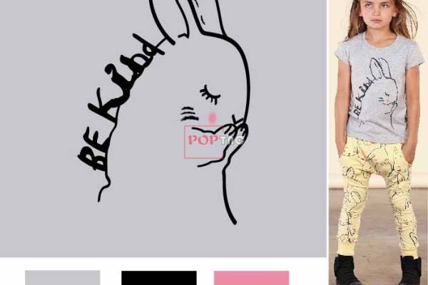 卡通动物兔子印花图案服装裁片T恤卫衣烫图印花花型素材