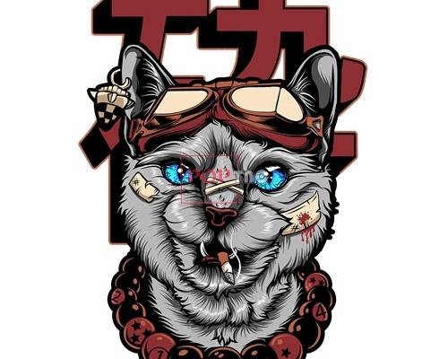 动物猫咪印花图案服装裁片T恤卫衣烫图印花花型素材