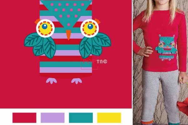 卡通猫头鹰印花图案服装裁片T恤卫衣烫图印花花型素材