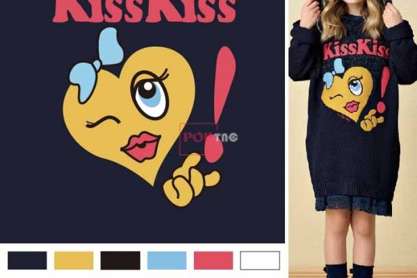 卡通图案爱心字母印花服装裁片T恤卫衣烫图印花花型素材