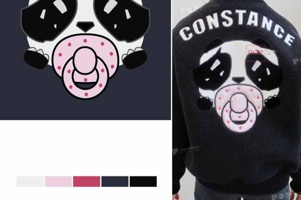 卡通动物熊猫印花图案服装裁片T恤卫衣烫图印花花型素材