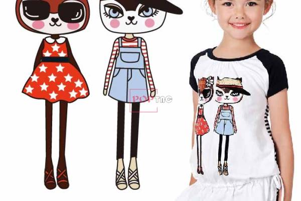 卡通人物印花图案服装裁片T恤卫衣烫图印花花型素材