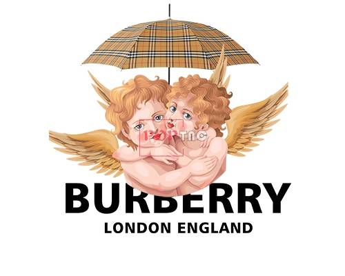 卡通天使雨伞Burberry字母印花图案服装裁片T恤卫衣烫图印花花型素材