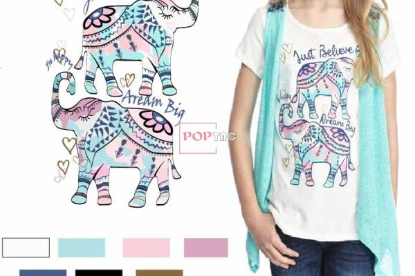 几何图案民族风大象印花图案服装裁片T恤卫衣烫图印花花型素材