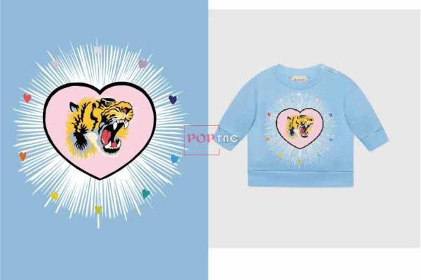 爱心动物老虎印花图案服装裁片T恤卫衣烫图印花花型素材