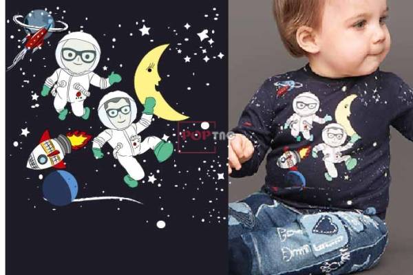 卡通动漫太空人印花图案服装裁片T恤卫衣烫图印花花型素材
