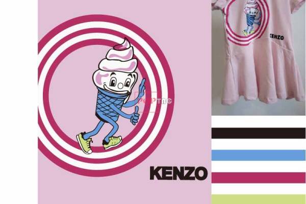 几何图案雪糕字母KENZO印花图案服装裁片T恤卫衣烫图印花花型素材