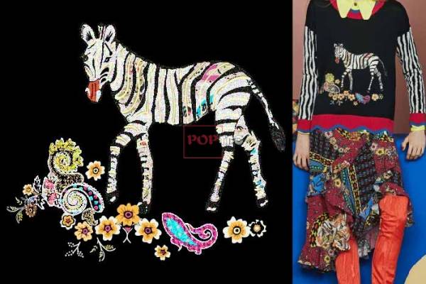 几何腰果花动物斑马印花图案服装裁片T恤卫衣烫图印花花型素材