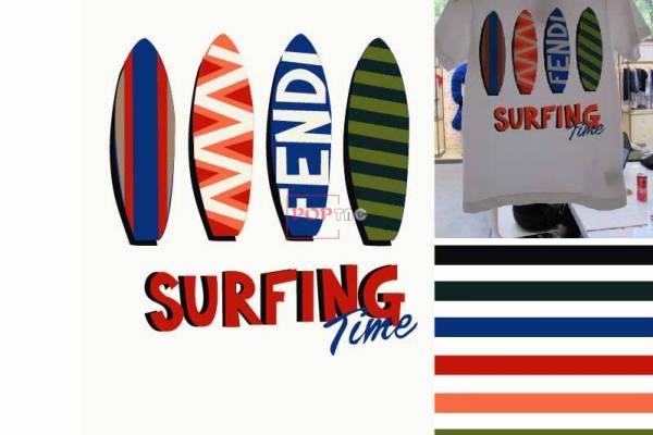 几何图案冲浪板印花服装裁片T恤卫衣烫图印花花型素材