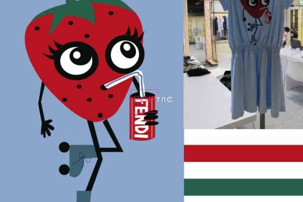 卡通草莓印花图案服装裁片T恤卫衣烫图印花花型素材