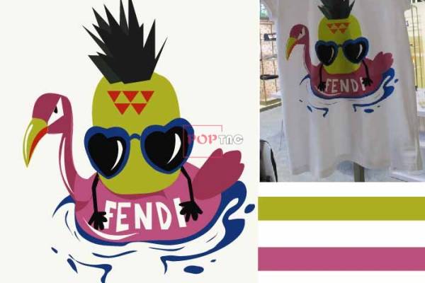 卡通火烈鸟印花图案服装裁片T恤卫衣烫图印花花型素材