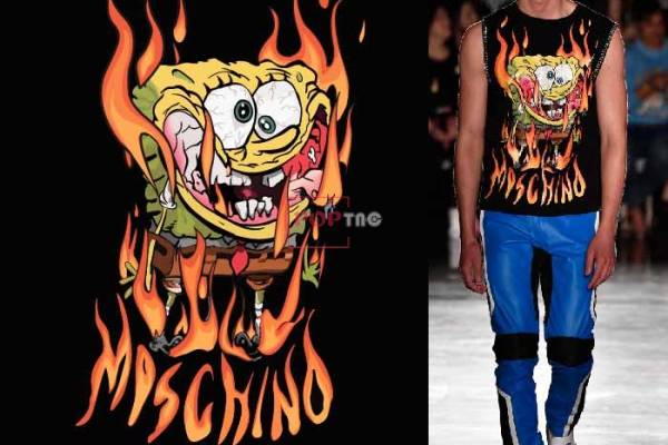 卡通动漫火焰海绵宝宝印花图案服装裁片T恤卫衣烫图印花花型素材