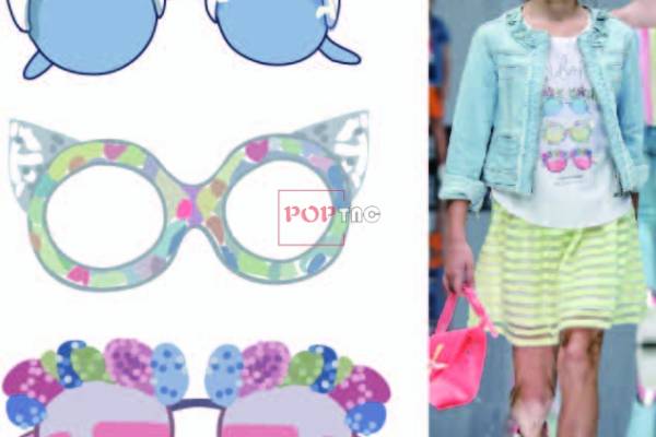 卡通眼镜印花图案服装裁片T恤卫衣烫图印花花型素材